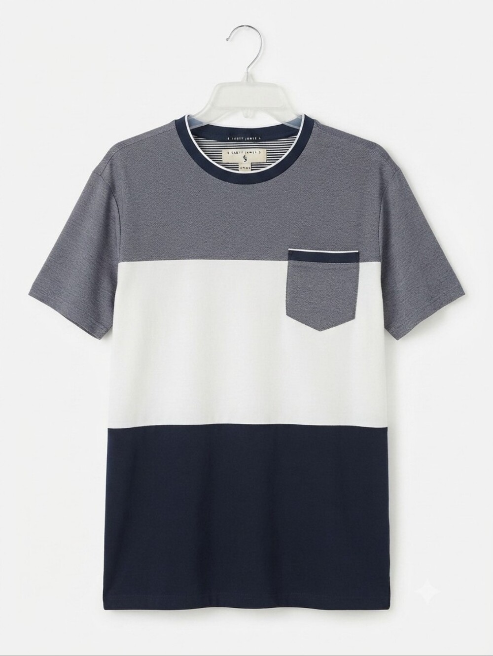 Men’s Colorblock Pocket T-Shirt - Navy/White/Grey